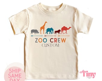 Zoo Crew With Custom Name Natural Shirt, Personalized Gifts for Kids, Toddler Shirt, Animal Kids Shirt, Zoo Crew Shirt, Custom Kids Shirt