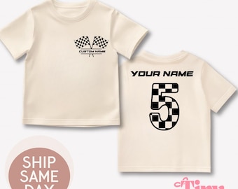 Personalized Kids Racing T-Shirt, Custom Name Pit Crew Tee