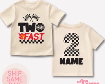 Two Fast 2nd Birthday Shirt, Race Car Party, Personalized T-Shirt