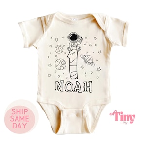 Personalisiertes 1st Birthday Astronaut Planets Erstes Geburtstags-Party-Shirt, 1