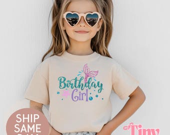 Mermaid Birthday Girl Toddler Shirt, Ocean Party Tee