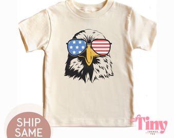 Patriotic Eagle Toddler Shirt - Boys America Natural Tee - 4th of July Kids Shirt