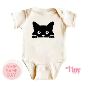 Body de bebé con gato negro, bonita camiseta con gato negro, camiseta con la frase &quot;Me encantan los gatos&quot;, camiseta con estampado de gato otoñal, regalo de una pieza para bebé, ropa para bebé niña y niño