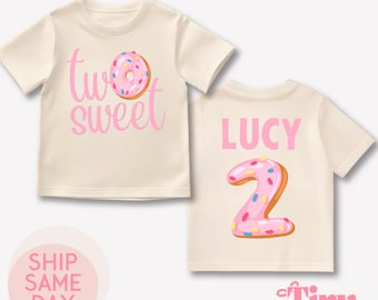 Two Sweet Donut 2nd Birthday Shirt, Toddler Girl Party Outfit