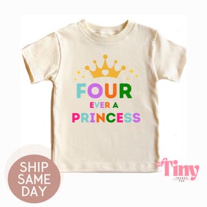 Personalized 4th birthday shirt, birthday gifts for girls,4 year old girl birthday shirt,Birthday girl shirt, four always one princess shirt