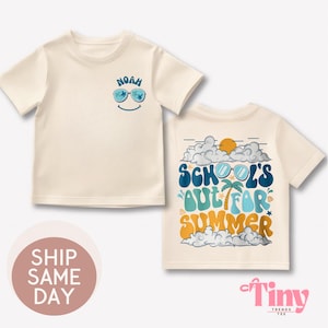 Chemise personnalisée pour la sortie de l'école – T-shirt d'été pour enfants, chemise Dernier jour d'école, cadeau d'été pour tout-petits, tenue d'école personnalisée pour enfant