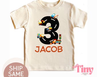 Construction Birthday Shirt, Vehicles Theme, Personalized Boy Tshirt