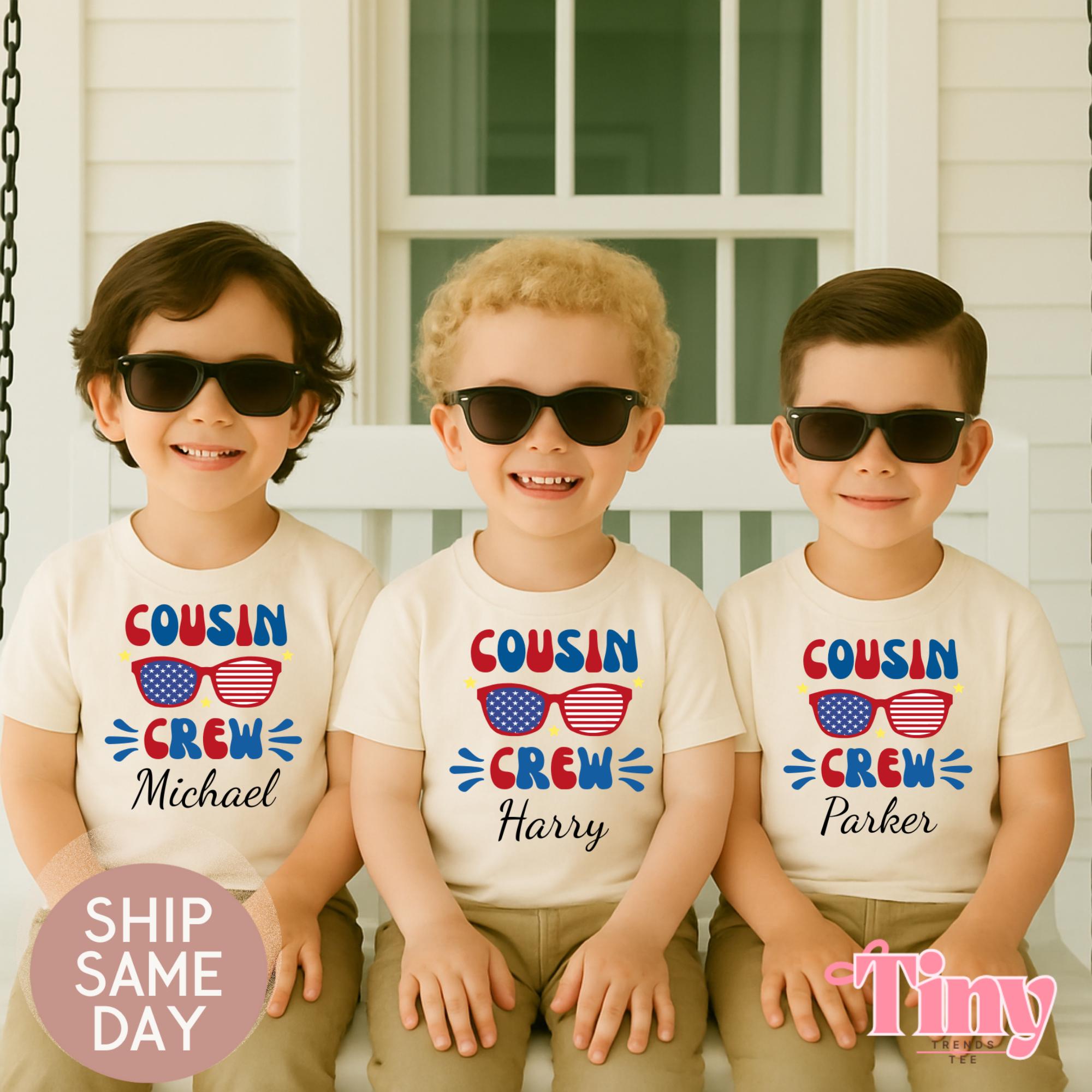 Personalized Cousin Crew Shirt,Cousin Crew 4th Of July Shirt,Custom Name Tee for Kids,Matching Cousin Shirts,Cute Red, White and Blue