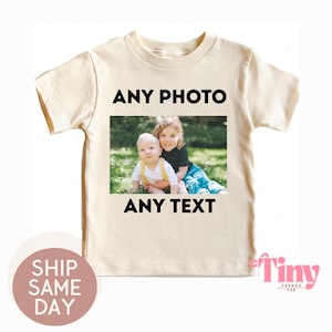 T-shirt photo personnalisé pour enfants - T-shirt pour enfants avec photo et texte personnalisés - Votre propre haut photo - T-shirt pour téléchargement de photos - T-shirt personnalisé