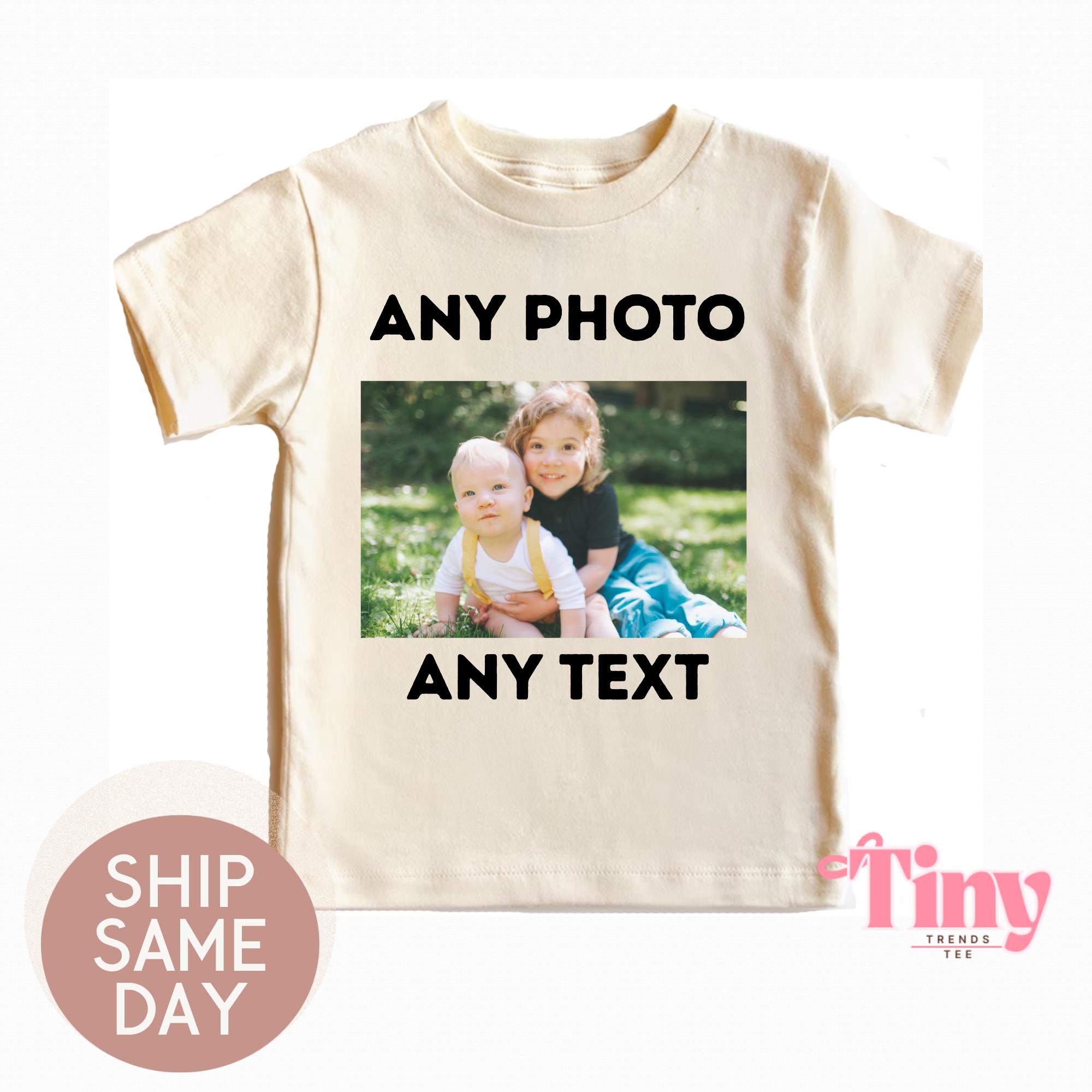 Personalised Kids Photo T-shirt - Childrens Custom Photo and Text T-Shirt - Your Own Photo Top - Photo Upload tshirt - Custom tshirt