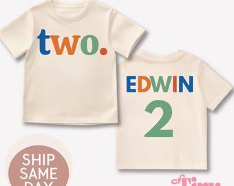 Second Birthday Boy Shirt, Custom Name, Toddler Tee