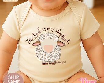 Christian Baby Bodysuit – The Lord Is My Shepherd, Retro Design