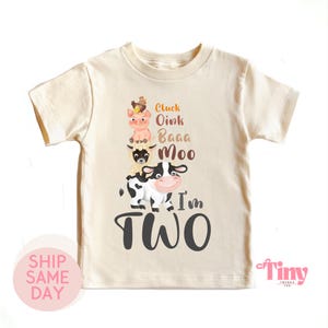 Oink Bah Moo I&#39;m two shirt ,Barn animal birthday t-shirt ,Turning 2 birthday shirt ,I&#39;m two tee ,Farm theme party,farm birthday custom year