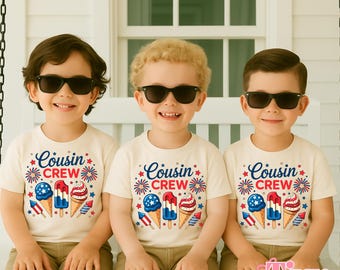Cousin Crew 4th of July Shirt, Kids 4th Of July Shirt, Fourth of July Toddler Tee, Ice Cream Kids 4th of July Shirt, Patriotic Kids Shirt