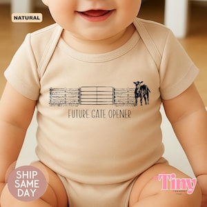 Zukunft Tor Öffner Bodysuit, Rinder Bauer Baby Outfit, Schwangerschaftsankündigung