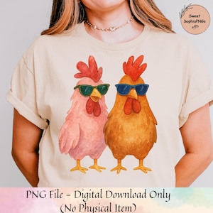Funny Cartoon Chicken PNG: Farmhouse Clipart, T-Shirt & Mug Design (Digital Download)