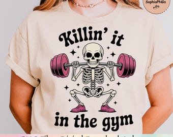 Funny Skeleton Workout PNG | Gym Skeleton Clipart | Fitness Humor Digital Download for Sublimation, T-Shirts & Stickers