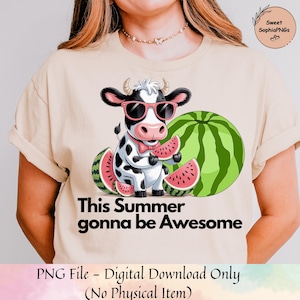 Funny Summer Cow Png, Watermelon Breezy Png, Summer Cow Png, Summer Highland Cow Png, Trendy Summer Design Png, Cute Cow Sublimation Design