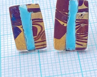 Earring stud enamel