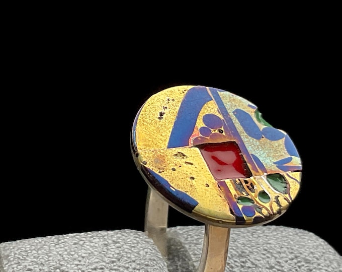 Fancy enamel ring size R