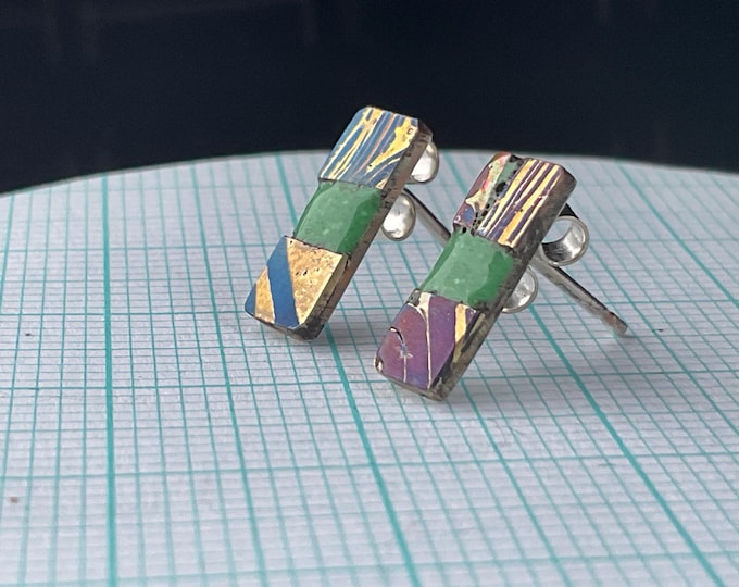 Small enamel stud earrings