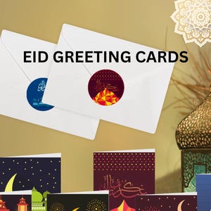 Cartões Eid Mubarak para impressão - Cartões islâmicos de felicitações - Cartões Eid digitais - Presente Eid - Eid 2025 - Download instantâneo - Saudações Eid - Digital