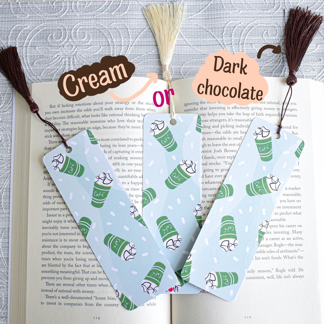 Coffee Bookmark Set: Laminated Book Lover Gift With Tassels - Etsy