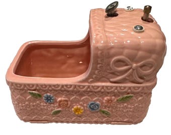 Napco Keramik Pink Stubenwagen Spieluhr Rock A Bye Baby Kinderzimmer Funktionieren
