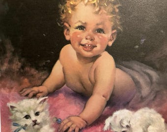 Baby and Kittens by Florence Kroger