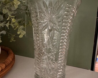 Vintage Anchor Hocking EAPC Mittelgroße Blumenvase 20,3 cm Sterne Streifen Früh am Vorschnitt