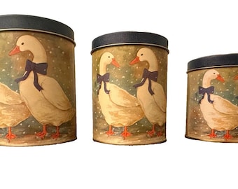 Vintage Blechdosen Geese / Duck Design 3er-Set NOS