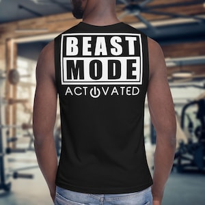 Beast Mode Activated ank Top – Gym Motivation Muscle Shirt – Fitness Workout Sleeveless Tee