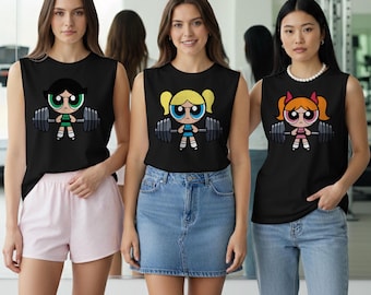 Buttercup - The Powerpuff Girls Gank Tank Top – Gym Shirt, Gym Muscle Shirt, Gym Workout Sleeveless Tee