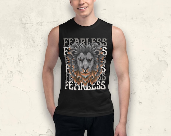Fearless Lion Muscle Shirt: Unisex Gym Tank Motivational Workout