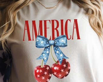 America Cherries PNG: July 4th, USA Flag (Digital Download)
