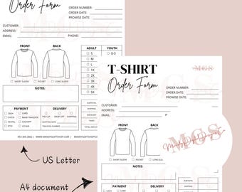 Editable T-Shirt Order Form Template: Small Business (Canva Template)