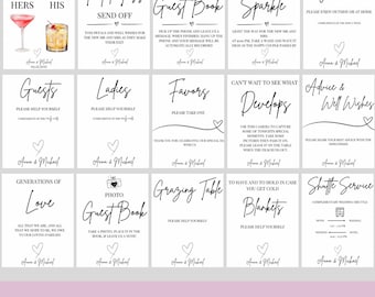 Paquete de letreros de boda minimalistas modernos: plantillas de Canva (imprimibles)