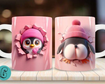 Penguin 3D Mug Wrap 2side