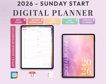 All-in-One Digitaler Planer 2026 - Start Sonntag