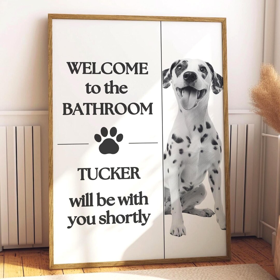 Peter Rabbit Restroom Sign Personalized Pet Bathroom Wall Art, Funny Custom Dog Portrait Sign ...