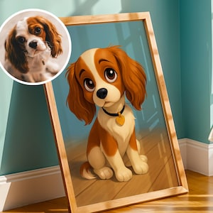 Personalized Disney Painting Custom Cartoon Dog Portrait Pet Owner Gift Pet Memorial Gift Animated Style Dog Digital Ready in 24 Hours