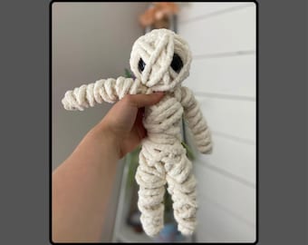 Patrón PDF de momia a crochet, patrón de Halloween, descarga PDF para amigurumi, patrón de crochet único, fabricación en el mercado, costura baja, patrón de momia