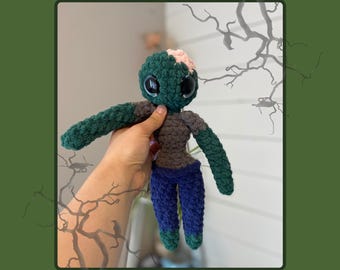 Patrón de crochet de zombie en PDF, patrón de Halloween, descarga en PDF para amigurumi, patrón de crochet único, hecho en el mercado, costura baja, patrón de zombie