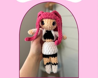 Pink Popstar, stella kpop, cacciatori di kpop, download PDF per amigurumi, schema all'uncinetto unico, creazione di mercato, cucitura bassa, schema all'uncinetto per stella kpop