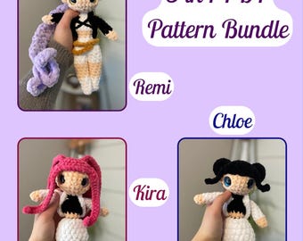 Cacciatori di demoni Kpop, star Kpop, cacciatori Kpop, download PDF per amigurumi, schema all'uncinetto unico, cucitura bassa, schema all'uncinetto per star Kpop, mercato