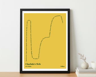 The Shape of Charlotte's Web Art Print | E.B. White | Bookish Home Decor | Book Lover Gift | 11x14
