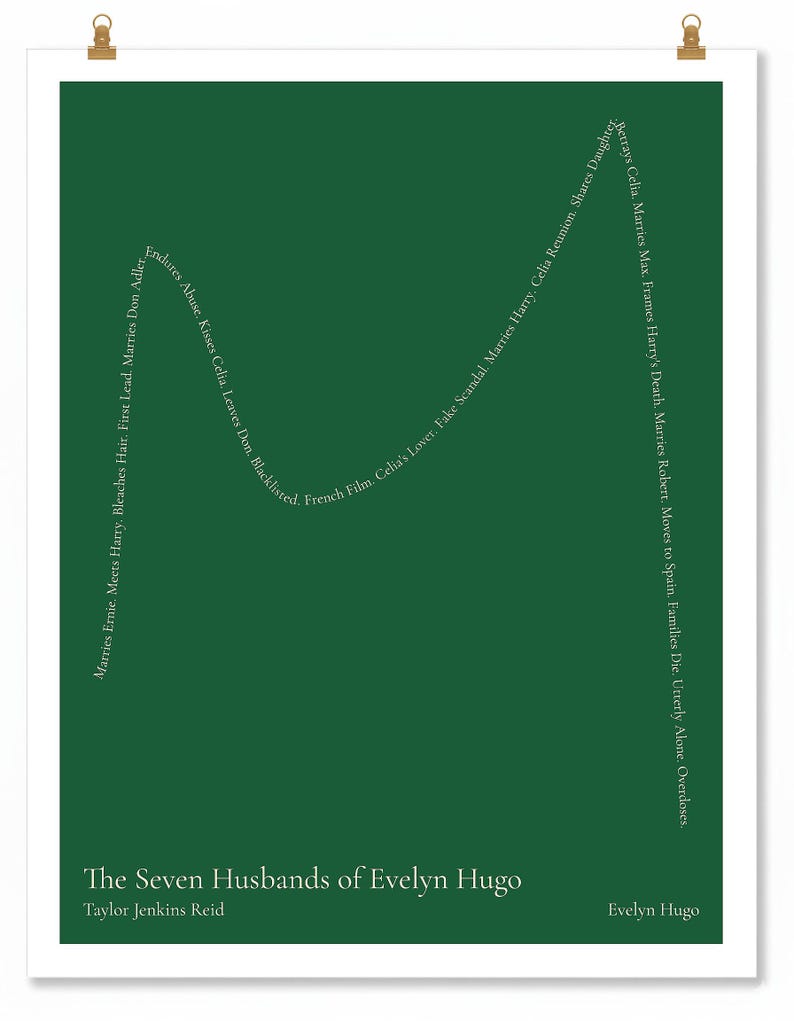 The Shape of the Seven Husbands of Evelyn Hugo Art Print | Taylor Jenkins Reid | Old Hollywood Decor | Book Lover Gift | 11x14 image 7