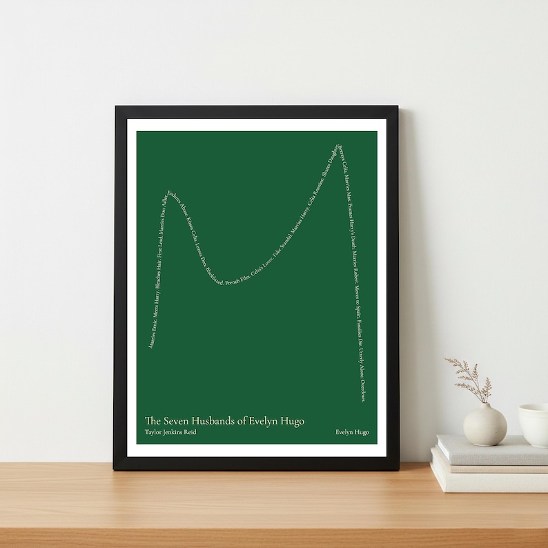 The Shape of the Seven Husbands of Evelyn Hugo Art Print | Taylor Jenkins Reid | Old Hollywood Decor | Book Lover Gift | 11x14 image 1