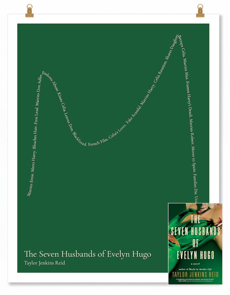 The Shape of the Seven Husbands of Evelyn Hugo Art Print | Taylor Jenkins Reid | Old Hollywood Decor | Book Lover Gift | 11x14 image 6