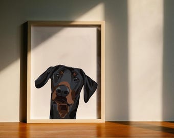 18x24 Doberman Digital Art Print, Doberman Pinscher Wall Art, Minimalist Doberman Poster, Printable Dog Artwork,Instant Download